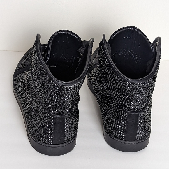 Men's Black Gucci High-Top Sneaker with Crystal Studs - Picture 4 of 7